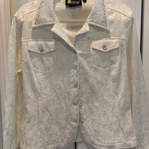 Christine Alexander Ivory beaded jacket Size L